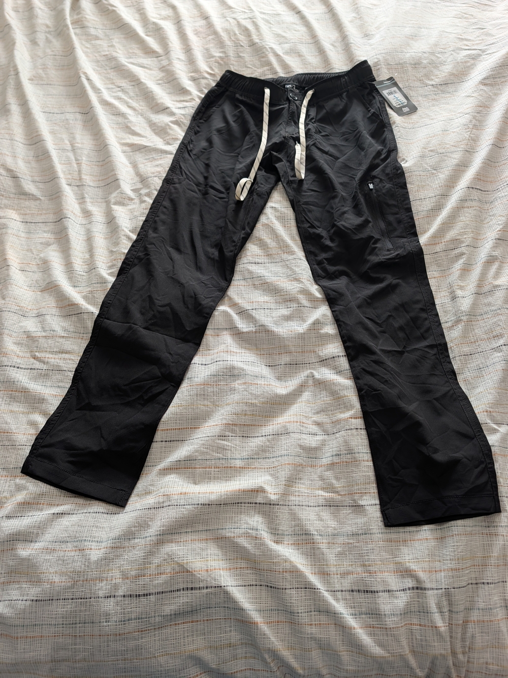 Women's Black Drawstring Track Pants with Utility Pocket